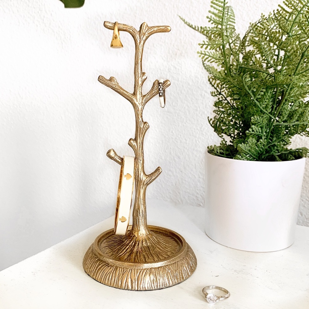 Golden Tree Branch Jewelry Holder Stand